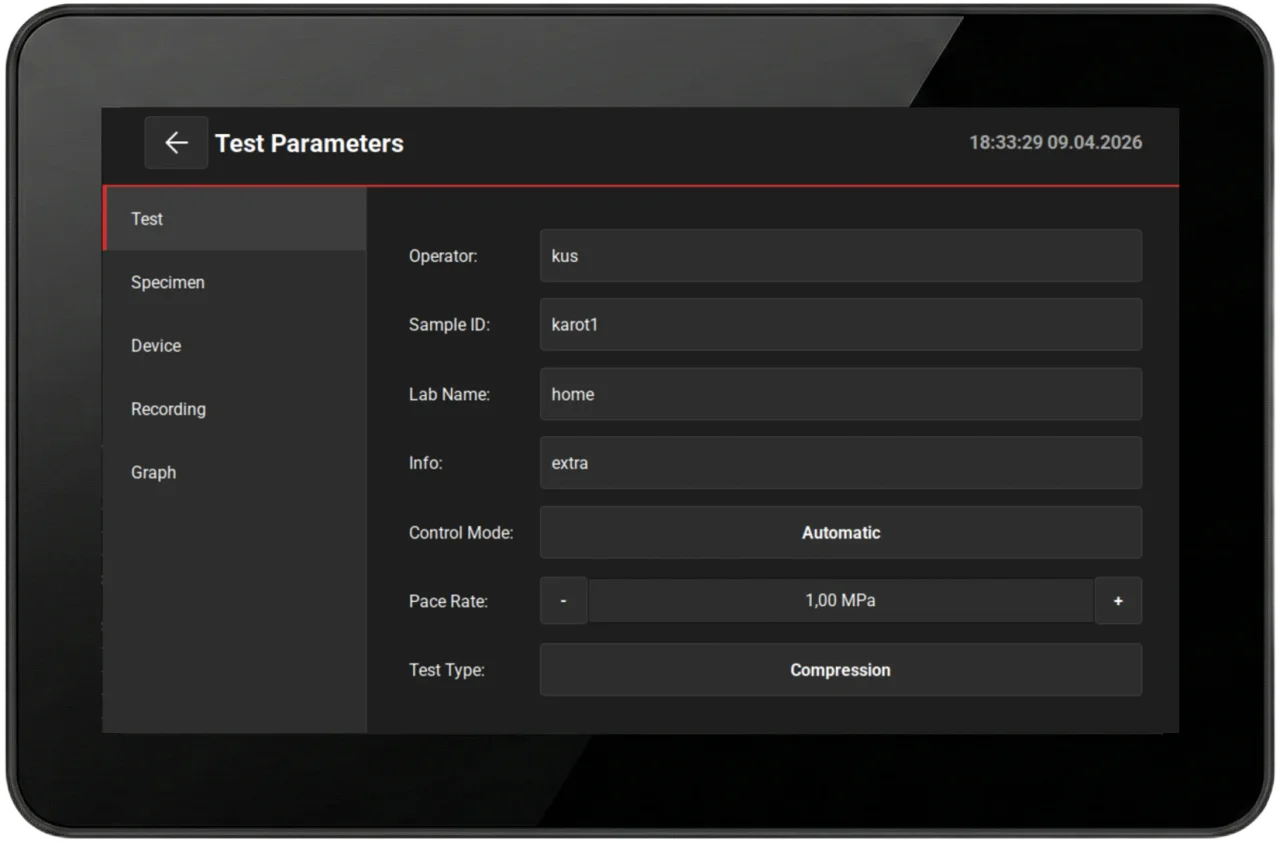 Amazeng Test Systems - Test Parameter Configuration